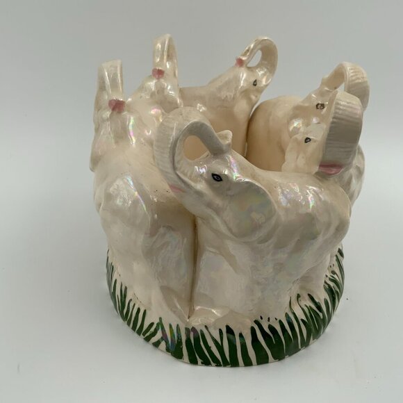 Vintage Ring of 6 Elephants Planter, Holland Mold #2, Iridescent - Picture 4 of 9